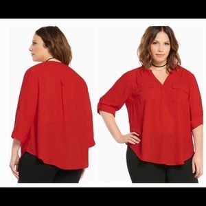 Torrid Georgette Red Pullover Shirt Sz 1